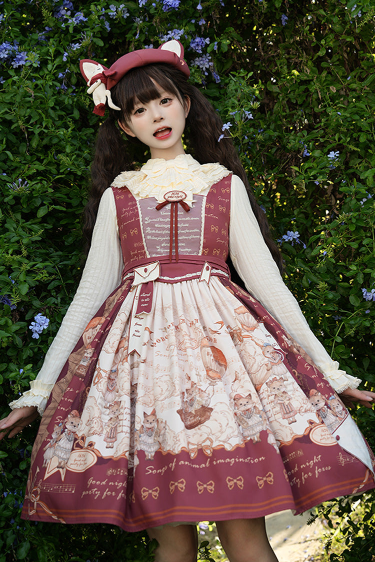 Lolita Dress - Fox Band, Red, Short Version, Long Version, Square Collar - additional product view 6