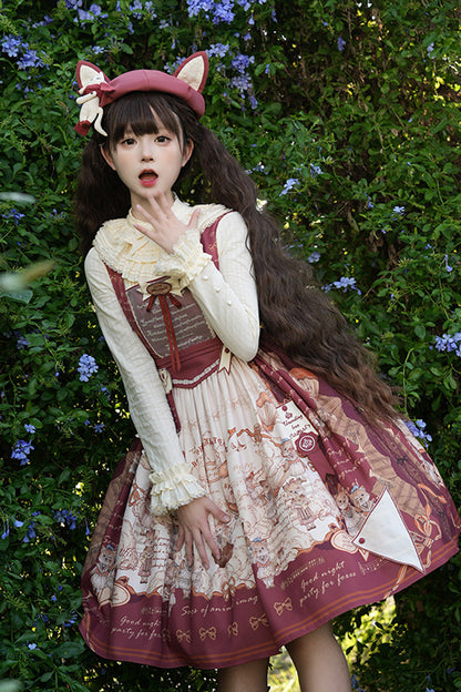 Lolita Dress - Fox Band, Red, Short Version, Long Version, Square Collar - additional product view 7