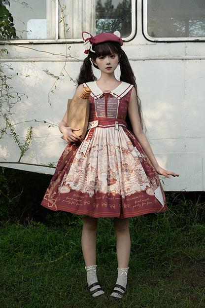 Lolita Dress - Fox Band, Red, Short Version, Long Version, Square Collar - additional product view 8