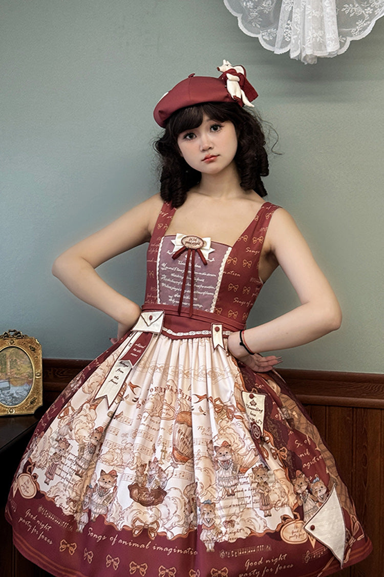 Lolita Dress - Fox Band, Red, Short Version, Long Version, Square Collar - additional product view 9