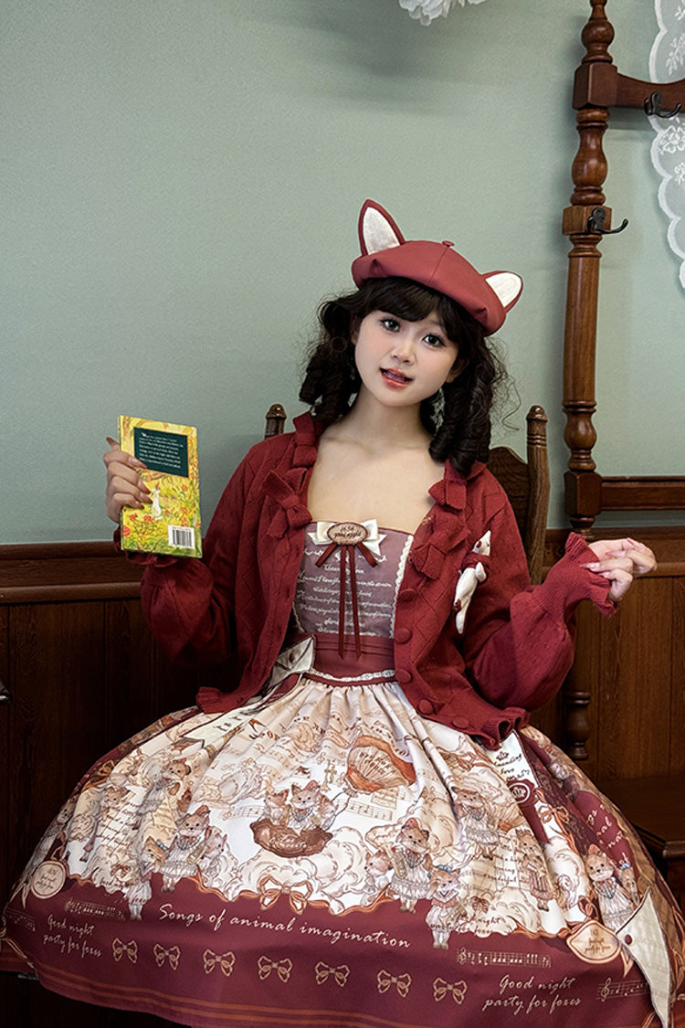 Lolita Dress - Fox Band, Red, Short Version, Long Version, Square Collar - additional product view 11