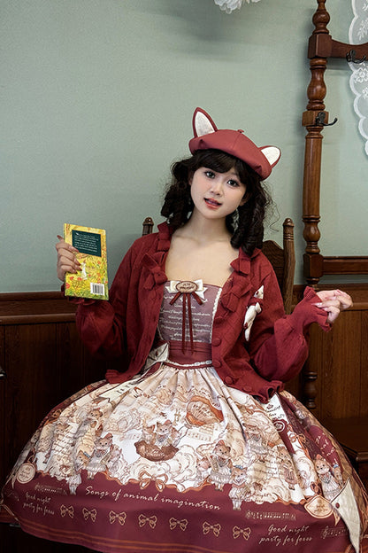 Lolita Dress - Fox Band, Red, Short Version, Long Version, Square Collar - additional product view 11