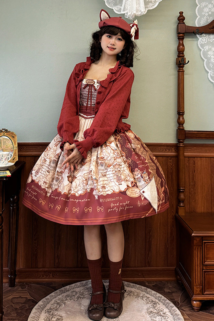 Lolita Dress - Fox Band, Red, Short Version, Long Version, Square Collar - additional product view 12