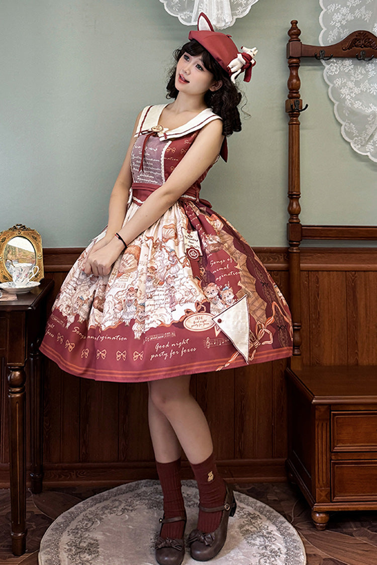 Lolita Dress - Fox Band, Red, Short Version, Long Version, Square Collar - additional product view 14