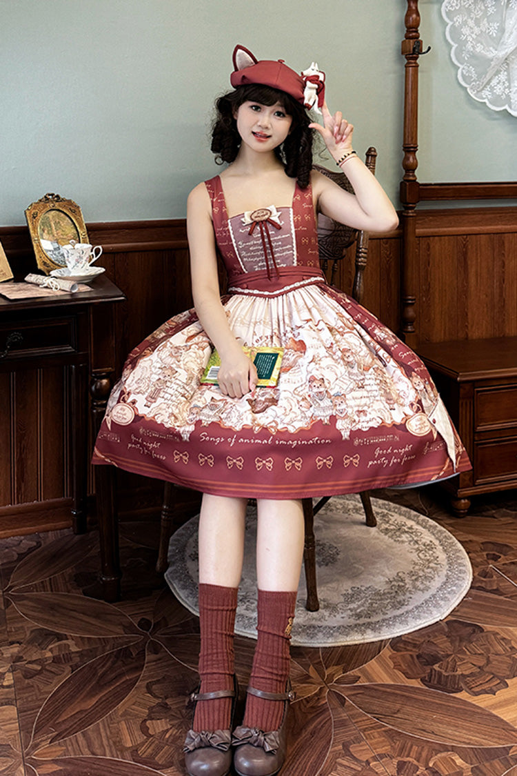 Lolita Dress - Fox Band, Red, Short Version, Long Version, Square Collar - additional product view 16
