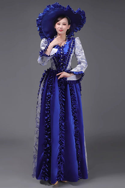Lolita Dress - French Court, 3 Colors, Long Sleeves, Classic Style, Victorian Style - S Blue / M Blue / L Blue option