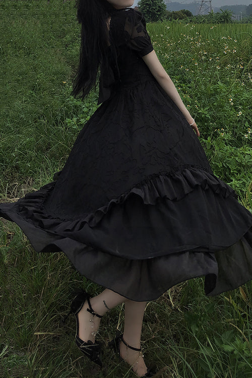 Lolita Dress - French Elegant Print Multi-layer, 2 Colors, Classic Style, Ruffled, Printed - additional product view 7