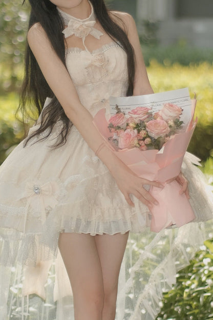 Lolita Dress - Galaxy Flower Language, Ivory, Layered, Sweet Style, Bow Detail - additional product view 5