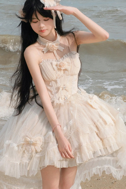 Lolita Dress - Galaxy Flower Language, Ivory, Layered, Sweet Style, Bow Detail - main product image
