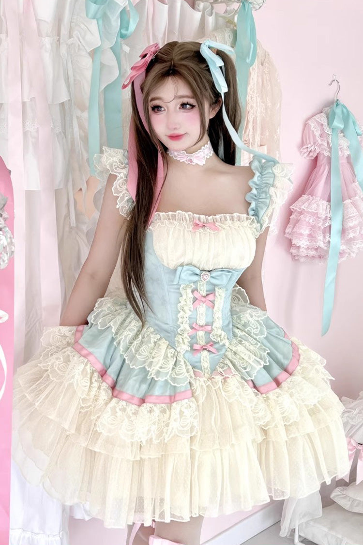 Lolita Dress - Girly Scent, 2 Colors, Bow Detail, Lace Trim, Ruffled - additional product view 4