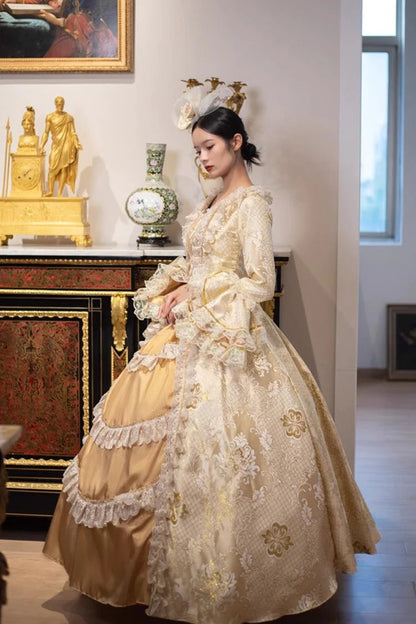 Lolita Dress - Golden Medieval Court, Gold, Embroidered, Victorian Style - additional product view 6