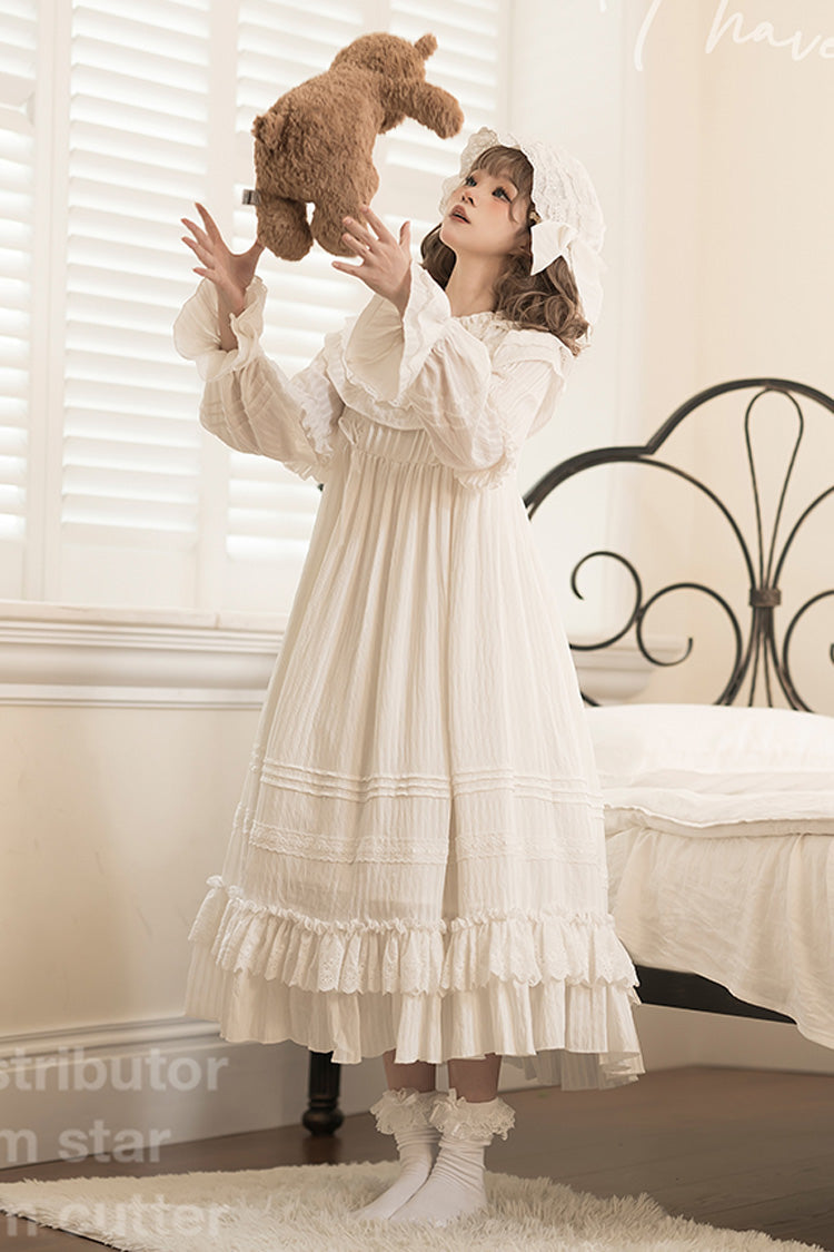 Lolita Dress - Good Night, White, Lace-Up, Long Sleeves, Sweet Style - additional product view 2