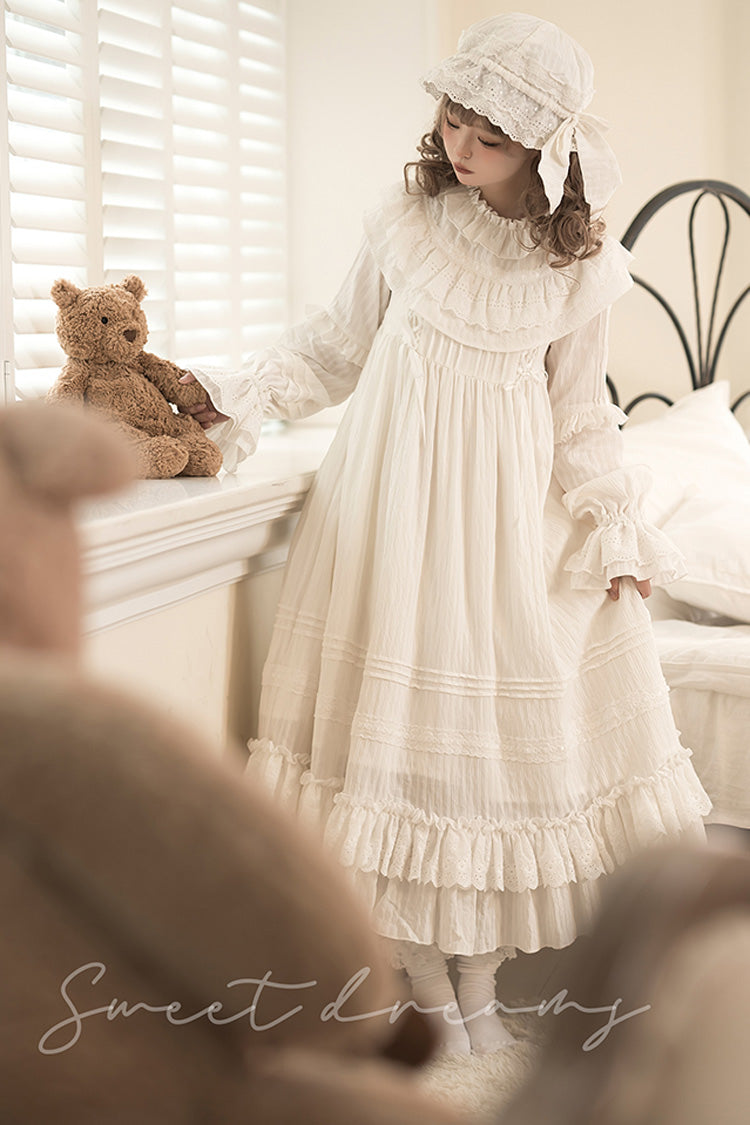 Lolita Dress - Good Night, White, Lace-Up, Long Sleeves, Sweet Style - additional product view 6