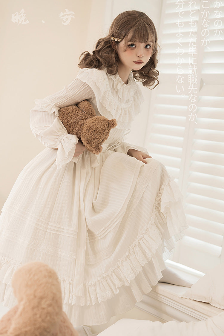 Lolita Dress - Good Night, White, Lace-Up, Long Sleeves, Sweet Style - additional product view 7