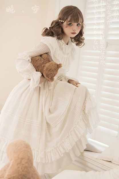 Lolita Dress - Good Night, White, Lace-Up, Long Sleeves, Sweet Style - additional product view 7