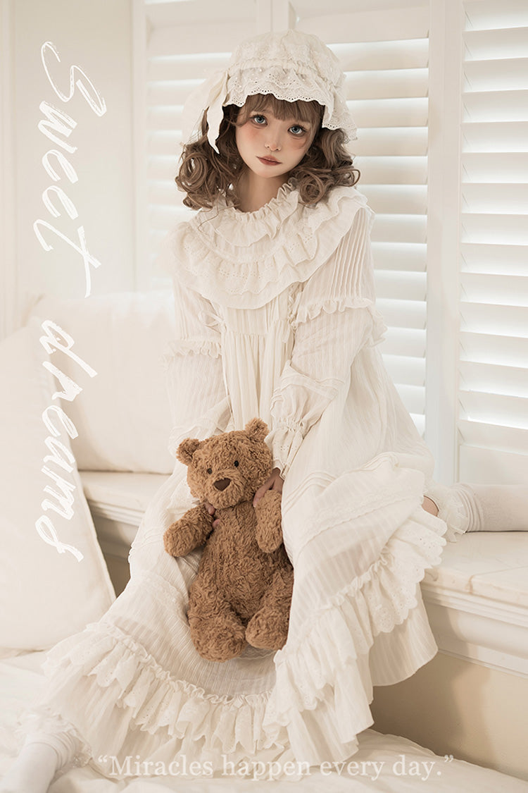 Lolita Dress - Good Night, White, Lace-Up, Long Sleeves, Sweet Style - additional product view 8