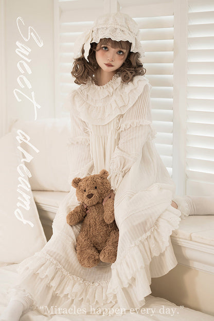 Lolita Dress - Good Night, White, Lace-Up, Long Sleeves, Sweet Style - additional product view 8