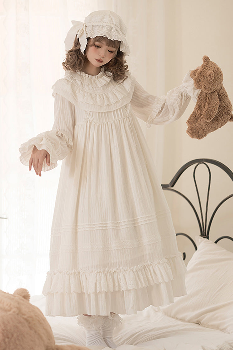 Lolita Dress - Good Night, White, Lace-Up, Long Sleeves, Sweet Style - main product image