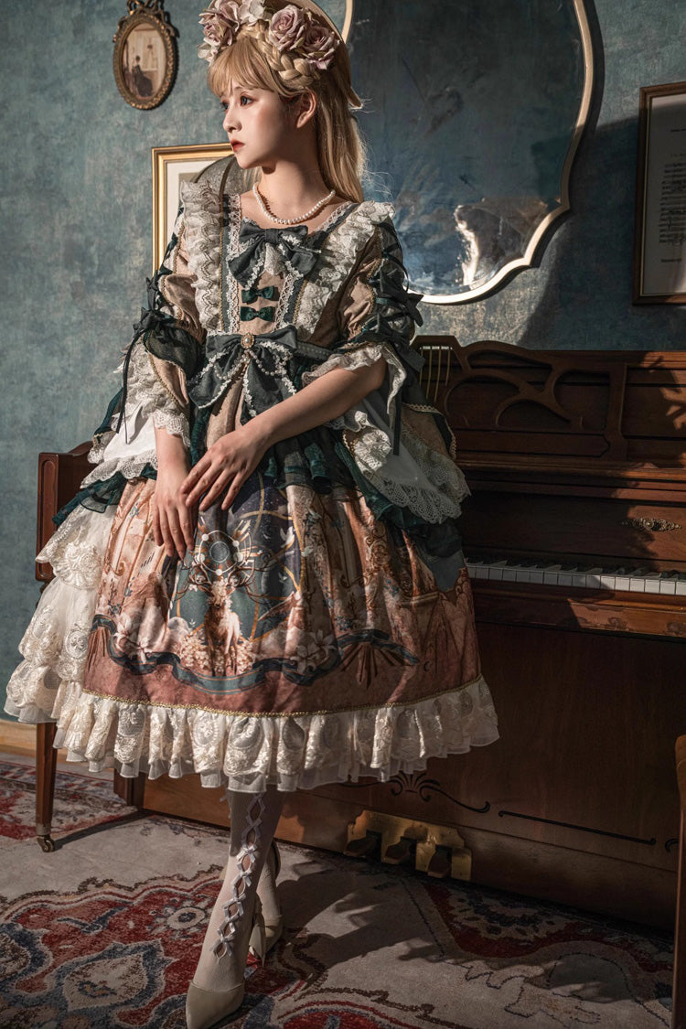 Lolita Dress - Gorgeous, Green, Bow Detail, Ruffled, Printed - additional product view 3