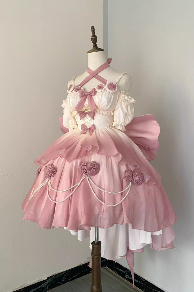 Lolita Dress - Gradient Pink Hanayome Hollow, Pink, Detachable Detail, Bow Detail - additional product view 2