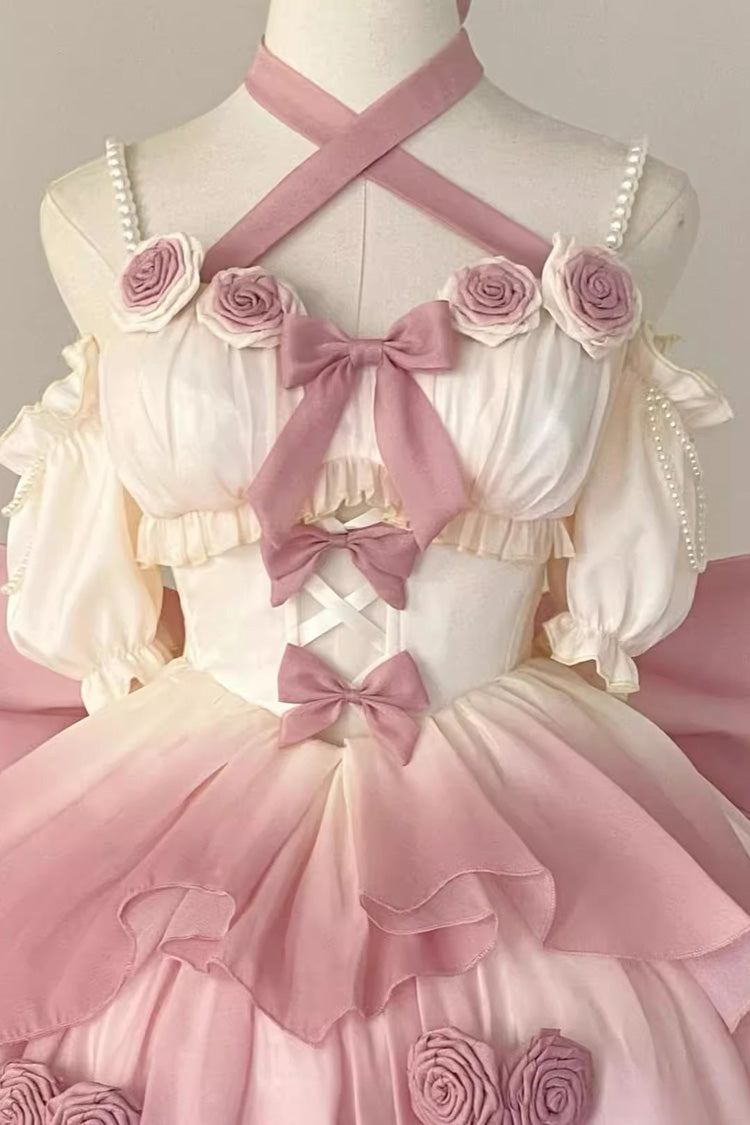 Lolita Dress - Gradient Pink Hanayome Hollow, Pink, Detachable Detail, Bow Detail - additional product view 5