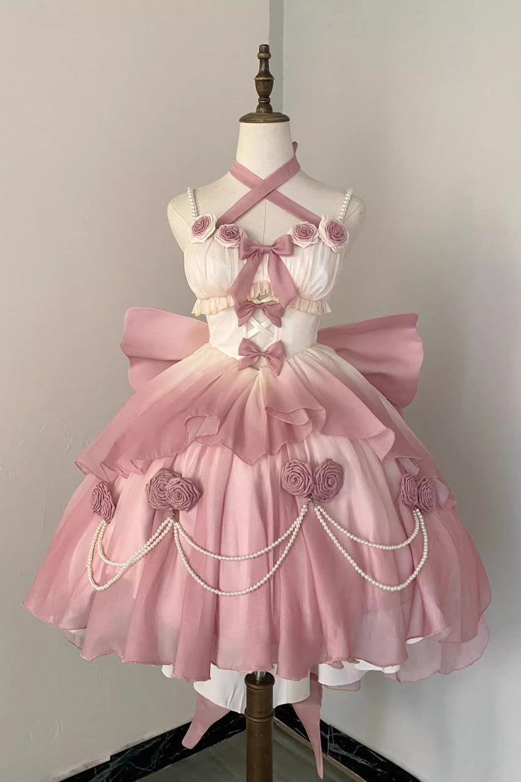 Lolita Dress - Gradient Pink Hanayome Hollow, Pink, Detachable Detail, Bow Detail - additional product view 8