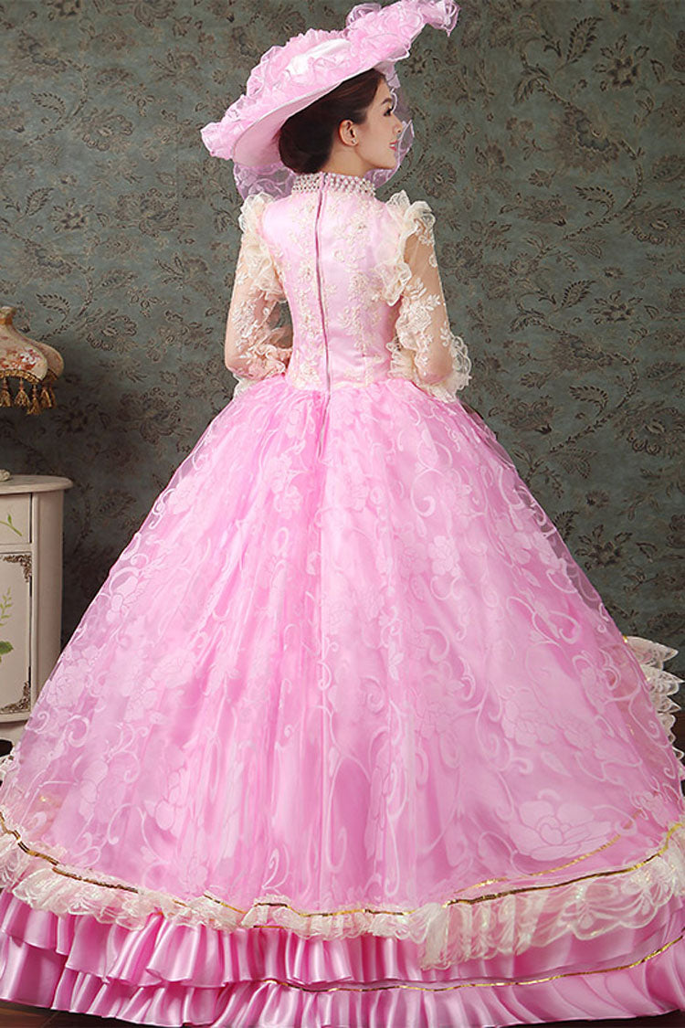 Lolita Dress - Half Sleeves, Pink, High Waist, Ruffled, Printed - additional product view 2