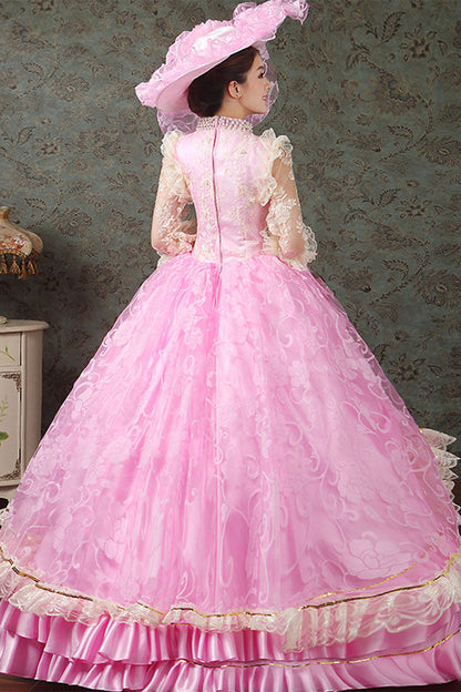 Lolita Dress - Half Sleeves, Pink, High Waist, Ruffled, Printed - additional product view 2