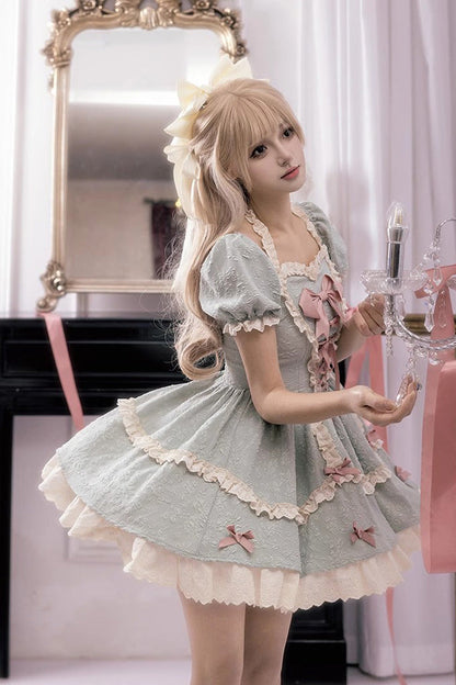 Lolita Dress - Heart-beating Love Song, 2 Colors, Ruffled, Lace-Up, Sweet Style - additional product view 2