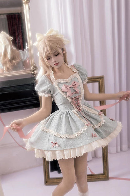 Lolita Dress - Heart-beating Love Song, 2 Colors, Ruffled, Lace-Up, Sweet Style - additional product view 3