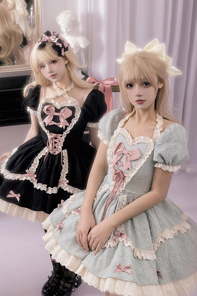 Lolita Dress - Heart-beating Love Song, 2 Colors, Ruffled, Lace-Up, Sweet Style - additional product view 6