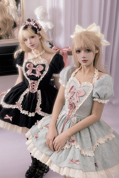 Lolita Dress - Heart-beating Love Song, 2 Colors, Ruffled, Lace-Up, Sweet Style - additional product view 6
