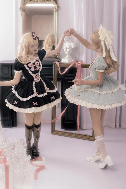 Lolita Dress - Heart-beating Love Song, 2 Colors, Ruffled, Lace-Up, Sweet Style - additional product view 9