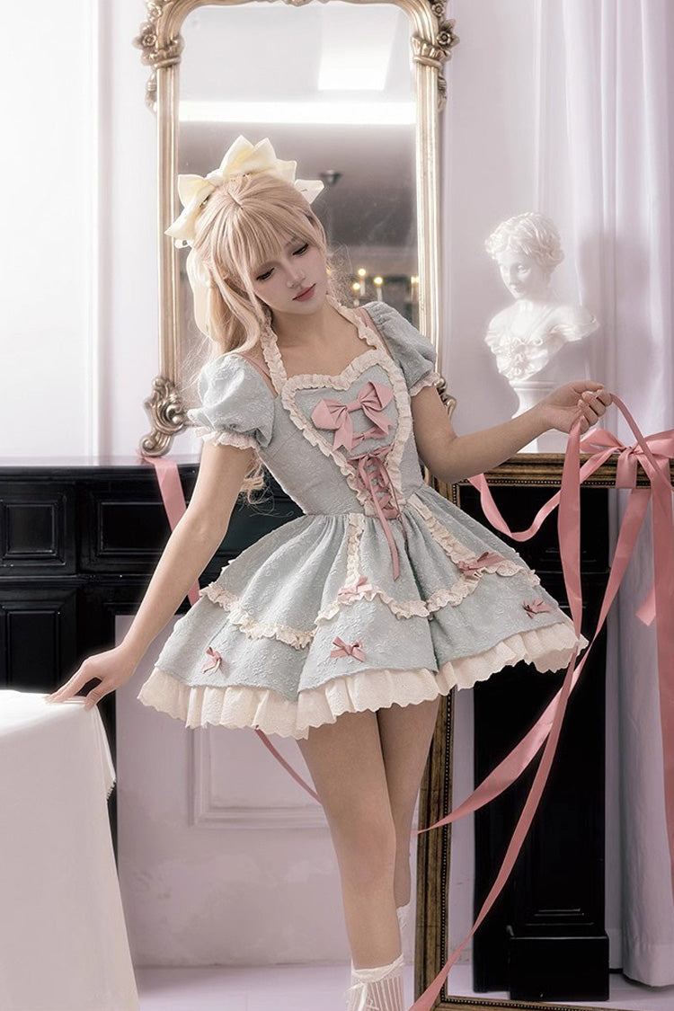 Lolita Dress - Heart-beating Love Song, 2 Colors, Ruffled, Lace-Up, Sweet Style - main product image
