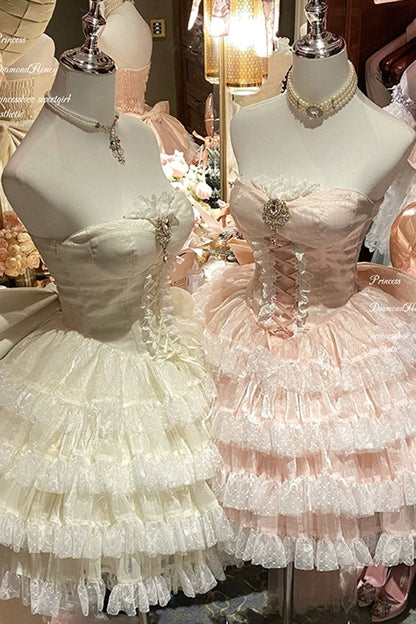 Lolita Dress - Heartbeat At First Sight, Pink, Layered, Lace-Up, Sweet Style - additional product view 2