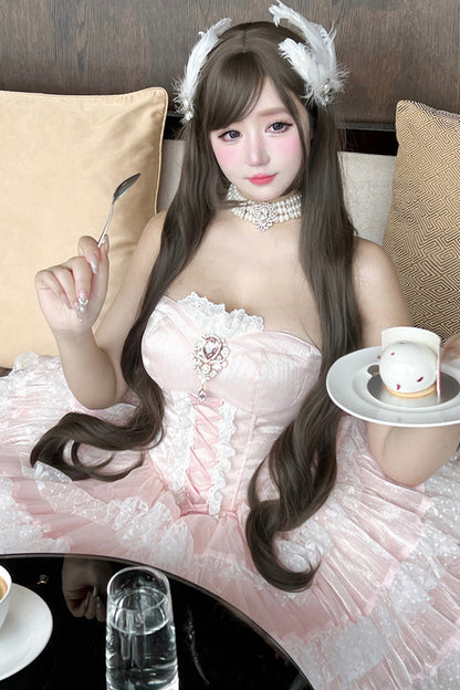 Lolita Dress - Heartbeat At First Sight, Pink, Layered, Lace-Up, Sweet Style - additional product view 7