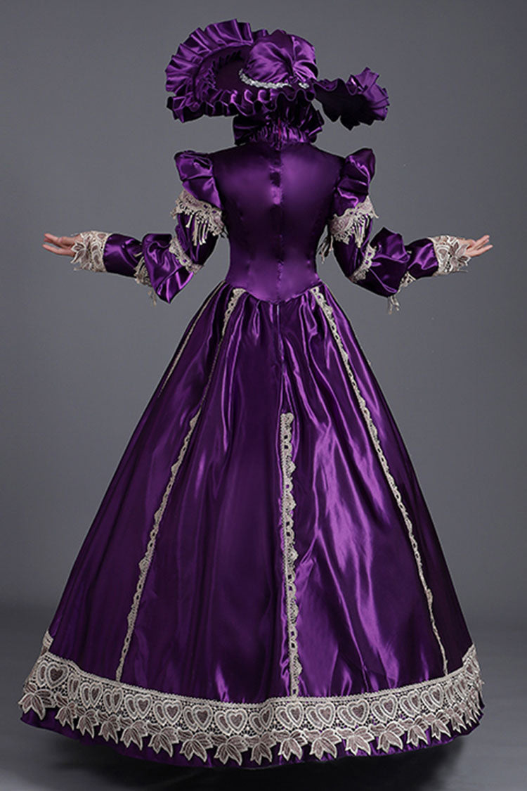 Lolita Dress - High Collar High Waisted, Purple, High Waist, Long Sleeves, Victorian Style - additional product view 4