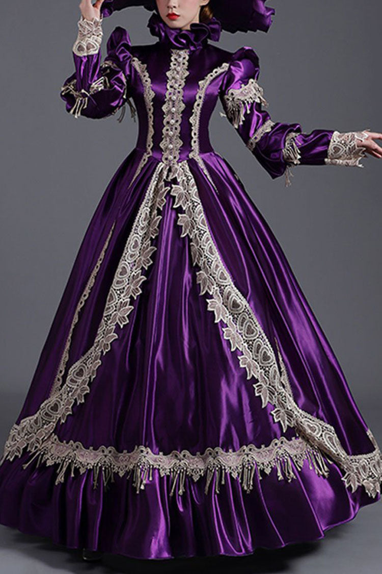 Lolita Dress - High Collar High Waisted, Purple, High Waist, Long Sleeves, Victorian Style - main product image