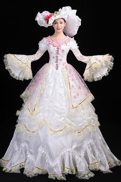 Lolita Dress - Hime Sleeves High Waisted, White, High Waist, Printed, Layered - additional product view 2