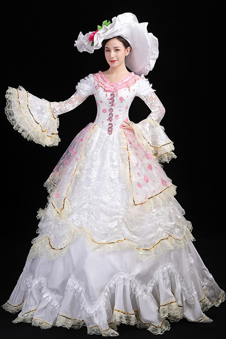 Lolita Dress - Hime Sleeves High Waisted, White, High Waist, Printed, Layered - additional product view 3