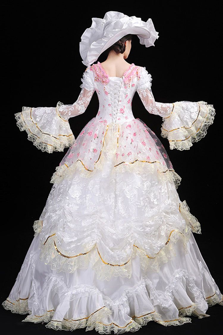 Lolita Dress - Hime Sleeves High Waisted, White, High Waist, Printed, Layered - additional product view 4
