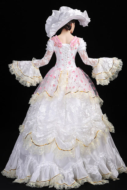 Lolita Dress - Hime Sleeves High Waisted, White, High Waist, Printed, Layered - additional product view 4