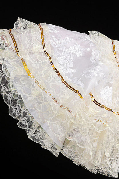 Lolita Dress - Hime Sleeves High Waisted, White, High Waist, Printed, Layered - additional product view 5