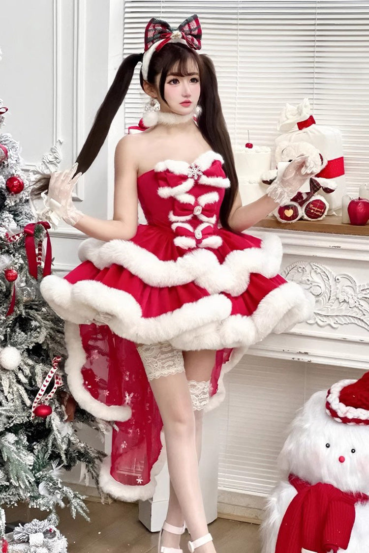 Lolita Dress - Holiday, Red, Bow Detail, Layered, Sweet Style - additional product view 3