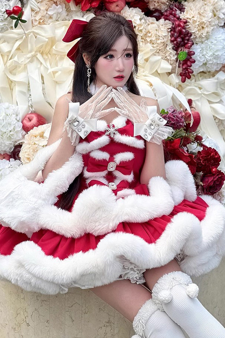 Lolita Dress - Holiday, Red, Bow Detail, Layered, Sweet Style - additional product view 6