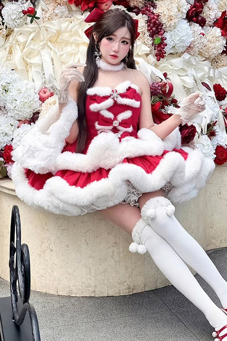 Lolita Dress - Holiday, Red, Bow Detail, Layered, Sweet Style - additional product view 10