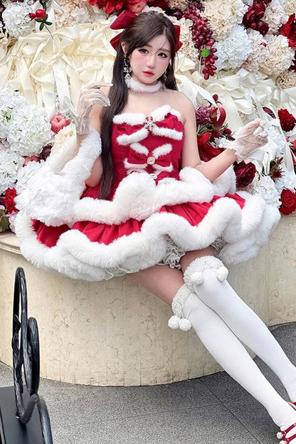 Lolita Dress - Holiday, Red, Bow Detail, Layered, Sweet Style - additional product view 10