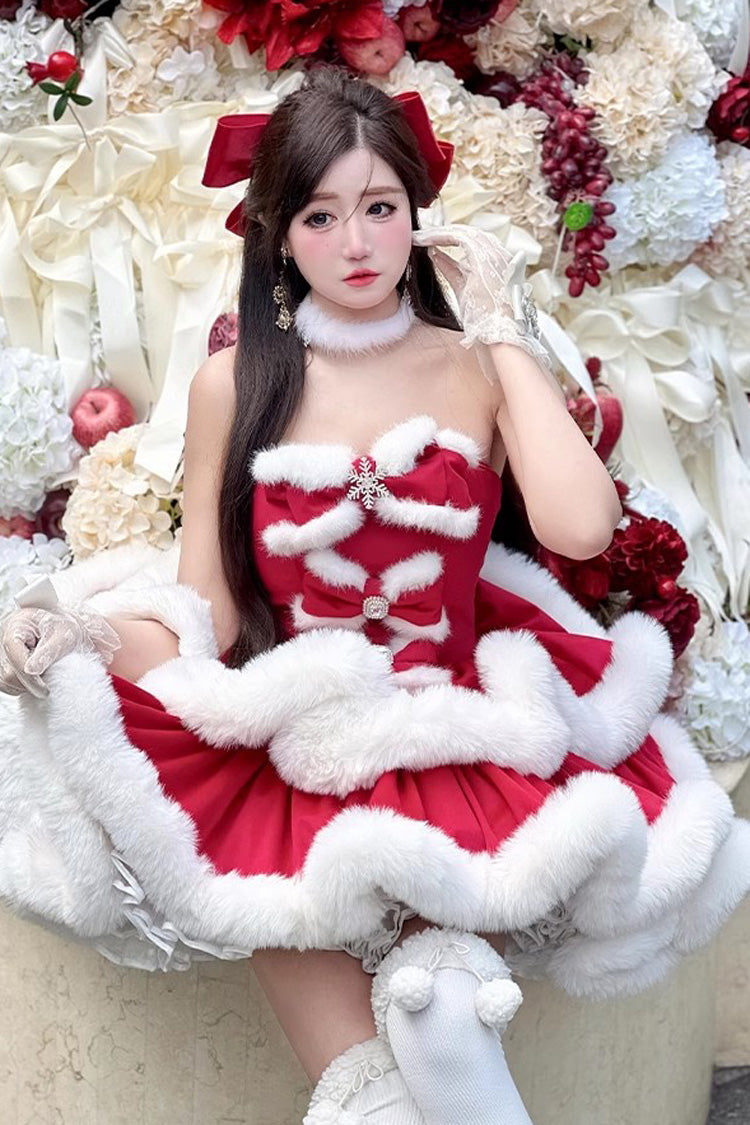 Lolita Dress - Holiday, Red, Bow Detail, Layered, Sweet Style - additional product view 11