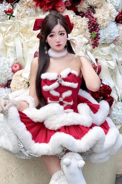 Lolita Dress - Holiday, Red, Bow Detail, Layered, Sweet Style - additional product view 11