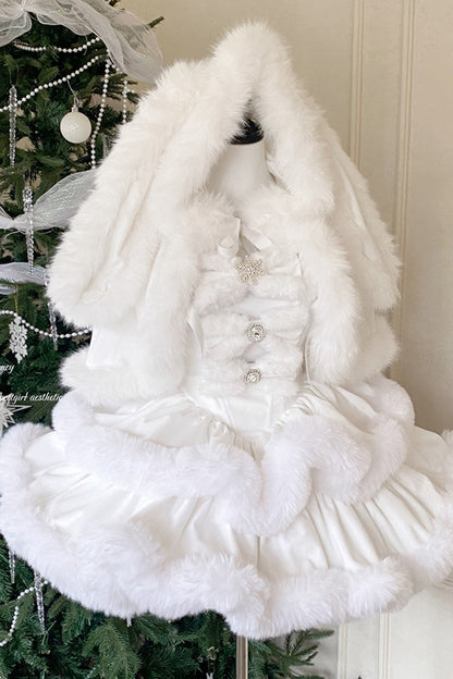 Lolita Dress - Holiday, White, Bow Detail, Layered, Sweet Style - additional product view 2